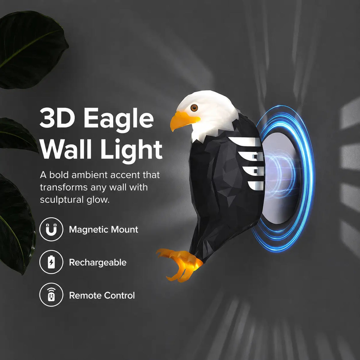 Transform Your Space with the Stunning Wireless Magnetic Eagle LED Projector Wall Lamp