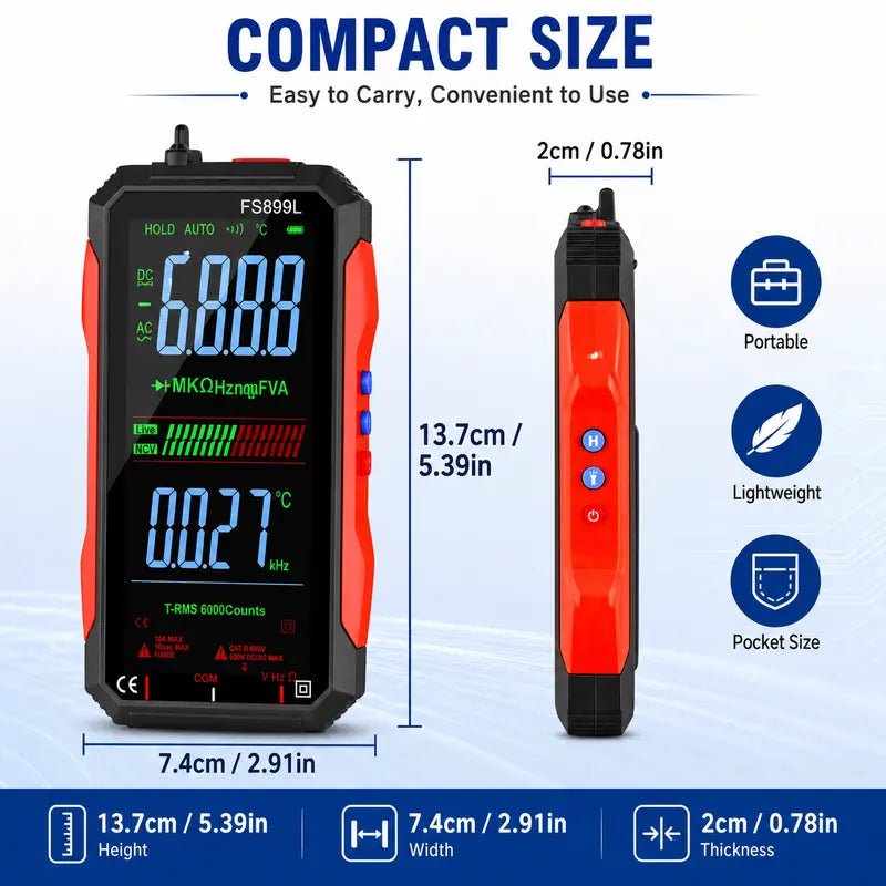 Smart True RMS Digital Multimeter – Auto-Ranging Voltmeter with NCV Test