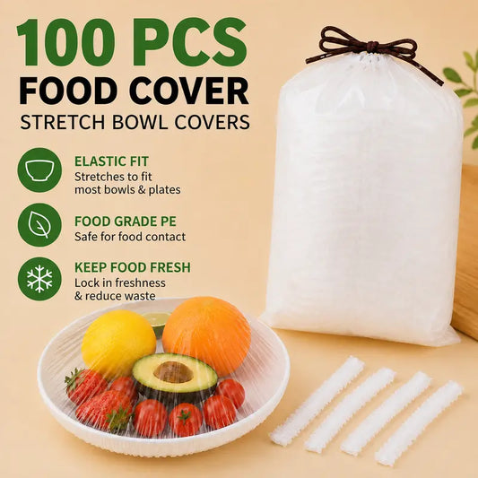 100 PCS Elastic Stretch Food Covers – Instant Freshness & Zero-Waste Storage