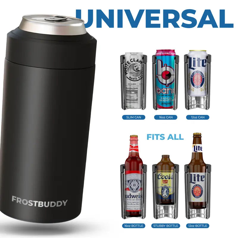 One Cooler for Every Drink: Cans, Slims, & Bottles.