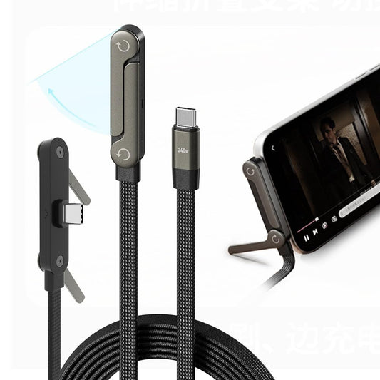 240W Fast Charging Cable with Built-in Foldable Phone Stand