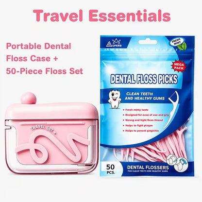Dental Floss Picks Case - One-Press Pop-Up Dispenser For Effortless On-The-Go Oral Care