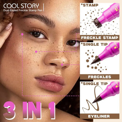 Faux Freckle Stamp Pen - Dual-Ended Stamp & Fine Tip For Natural Sun-Kissed Freckles