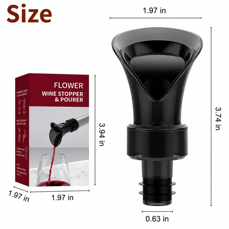 2-in-1 Petal Wine Pourer & Stopper - Drip-Free Aerating Spout
