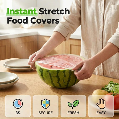 100 PCS Elastic Stretch Food Covers – Instant Freshness & Zero-Waste Storage