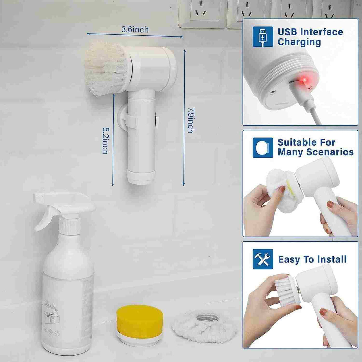 Cordless Electric Spin Scrubber Power Brush for Bathroom Kitchen Tile Cleaning