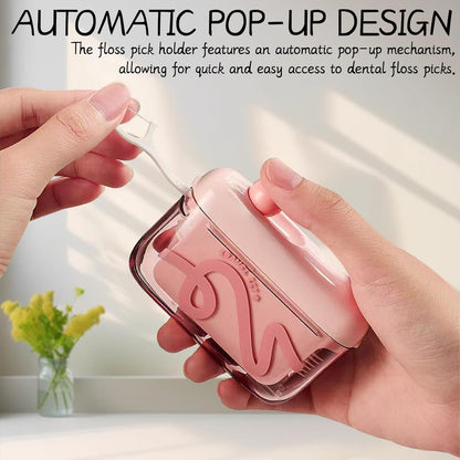 Dental Floss Picks Case - One-Press Pop-Up Dispenser For Effortless On-The-Go Oral Care