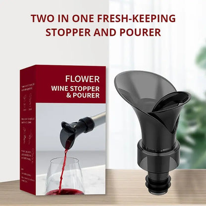 2-in-1 Petal Wine Pourer & Stopper - Drip-Free Aerating Spout