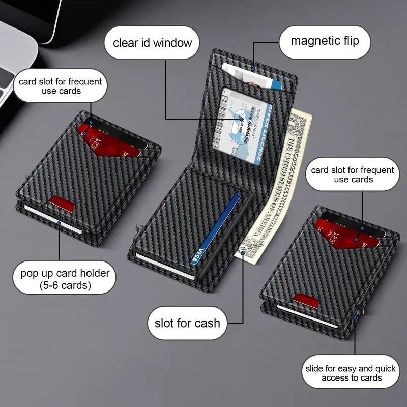 Instant Access RFID Blocking Minimalist Leather Bifold Wallet
