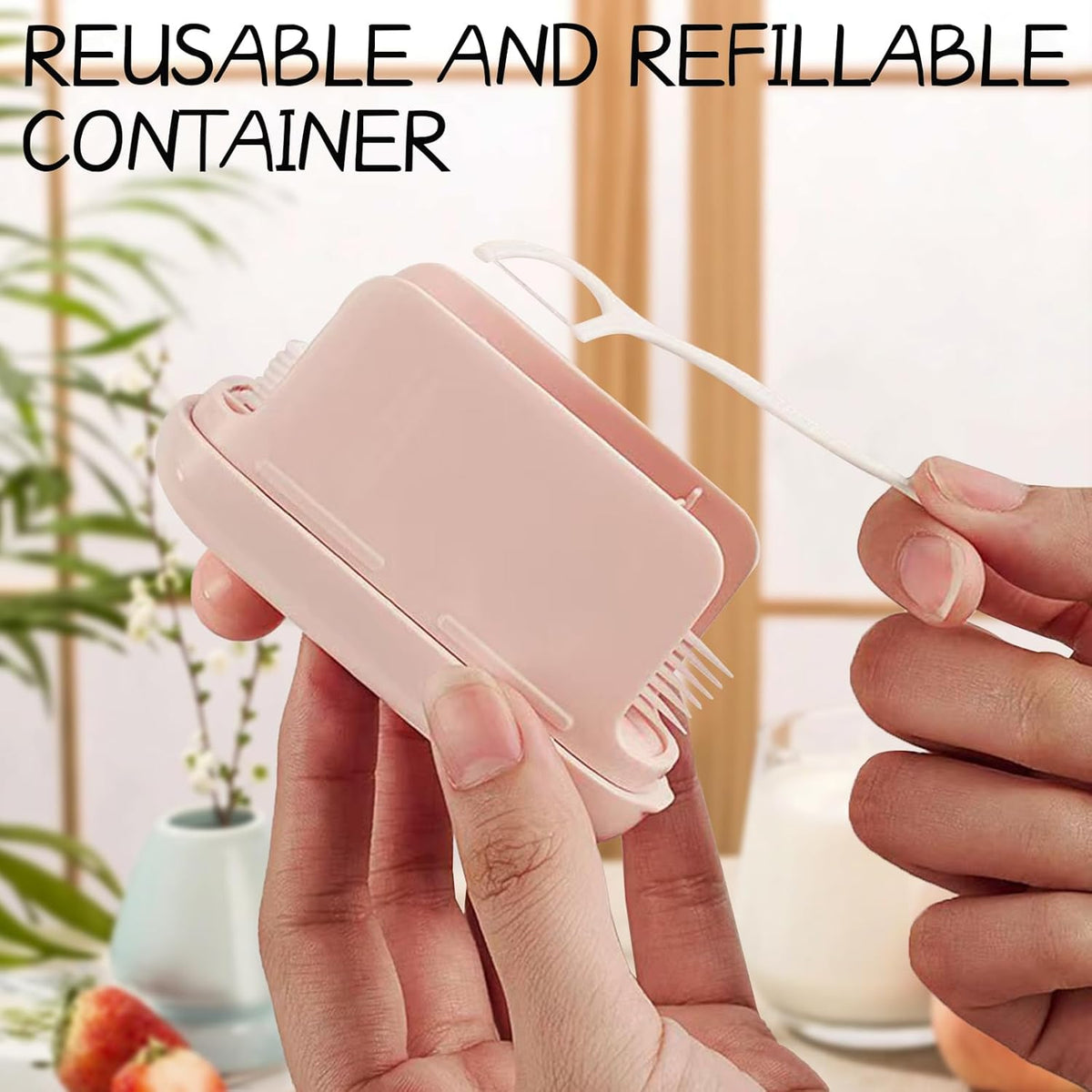 Dental Floss Picks Case - One-Press Pop-Up Dispenser For Effortless On-The-Go Oral Care