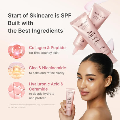 SPF 50 Sunscreen - No White Cast Glow Formula For Lightweight Daily UV Protection