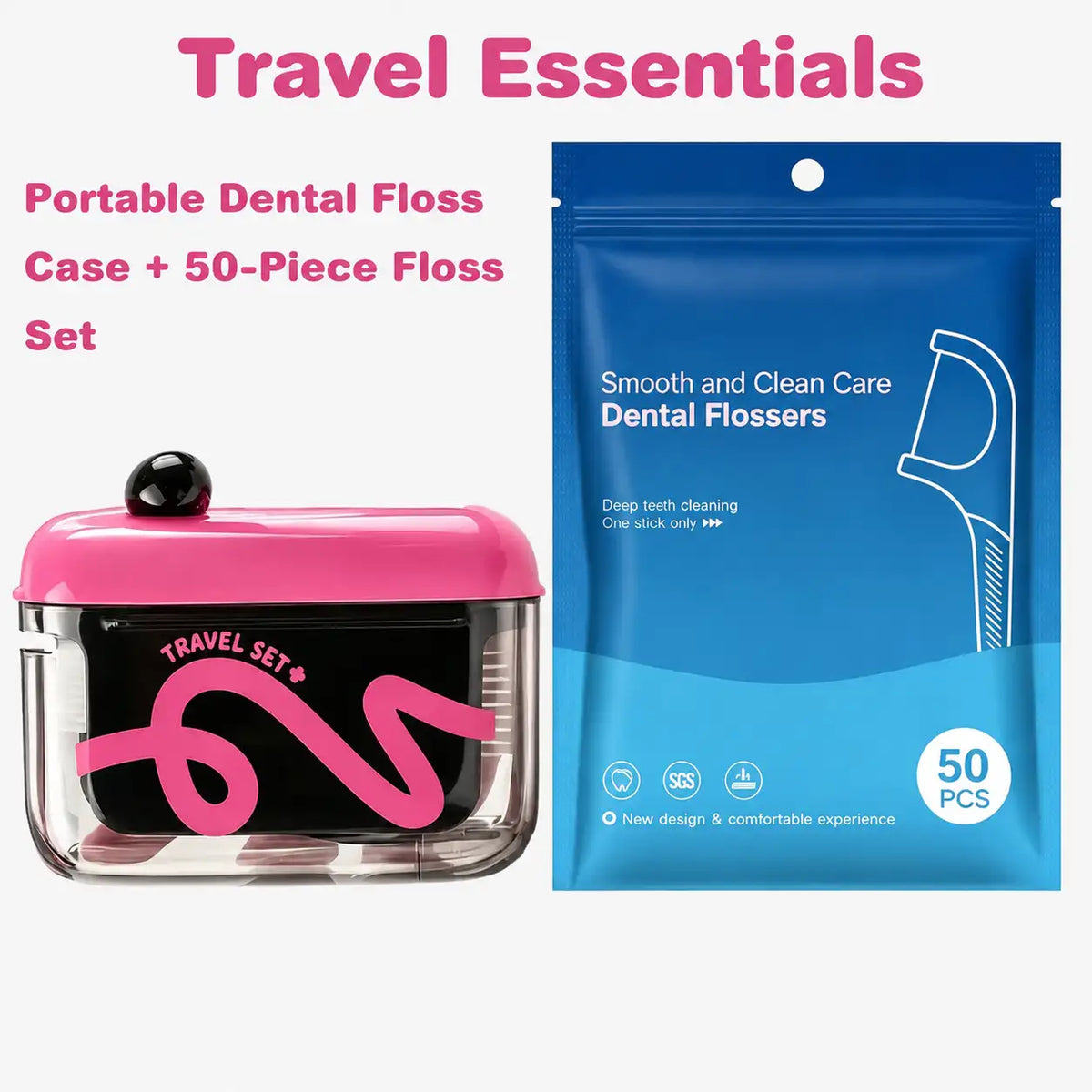 Dental Floss Picks Case - One-Press Pop-Up Dispenser For Effortless On-The-Go Oral Care