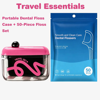 Dental Floss Picks Case - One-Press Pop-Up Dispenser For Effortless On-The-Go Oral Care