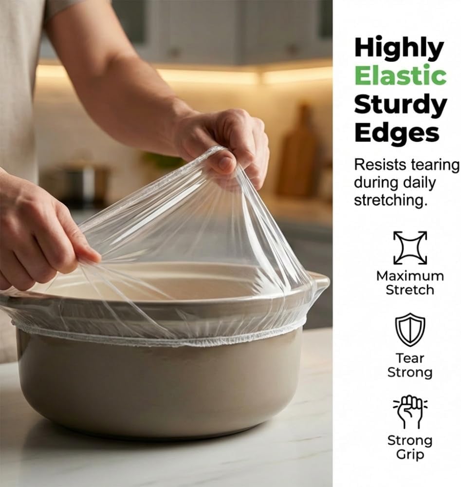 100 PCS Elastic Stretch Food Covers – Instant Freshness & Zero-Waste Storage