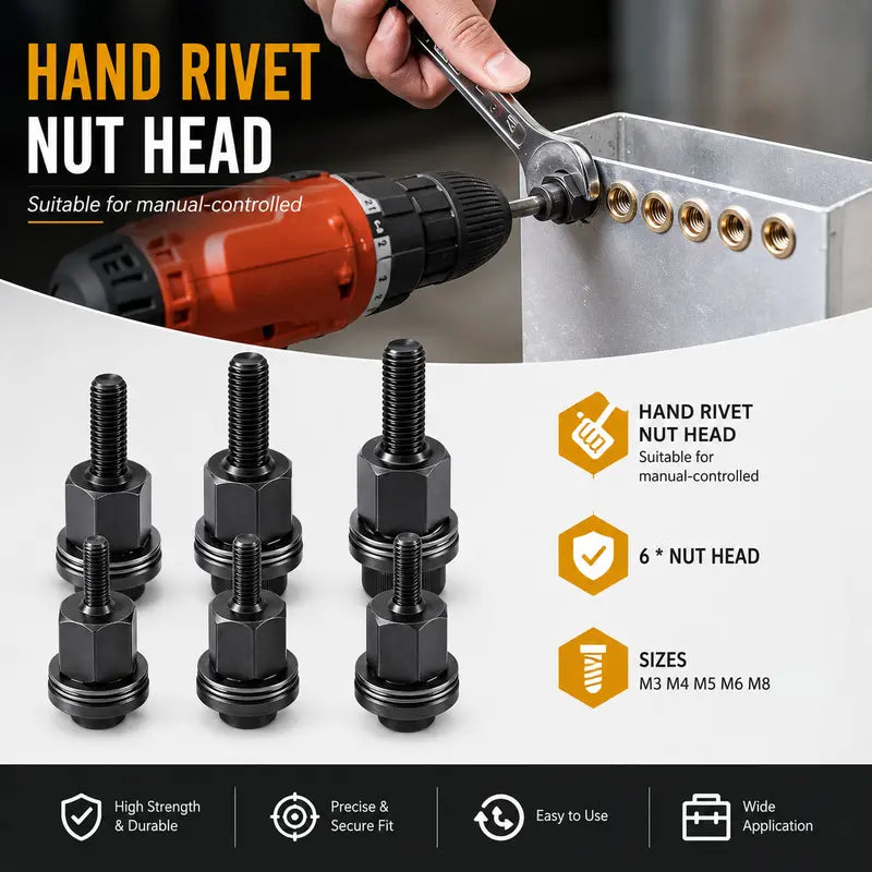 Heavy Duty Drill Adapter Rivet Nut Tool Set (M3-M8)