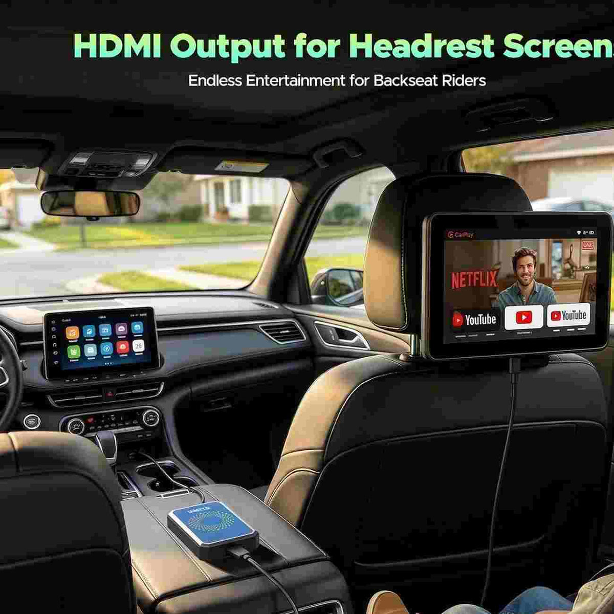 Instant Video Streaming with 3-in-1 Wireless CarPlay Adapter