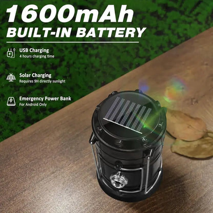 Ultra-Bright Solar Rechargeable LED Camping Lantern & Torch