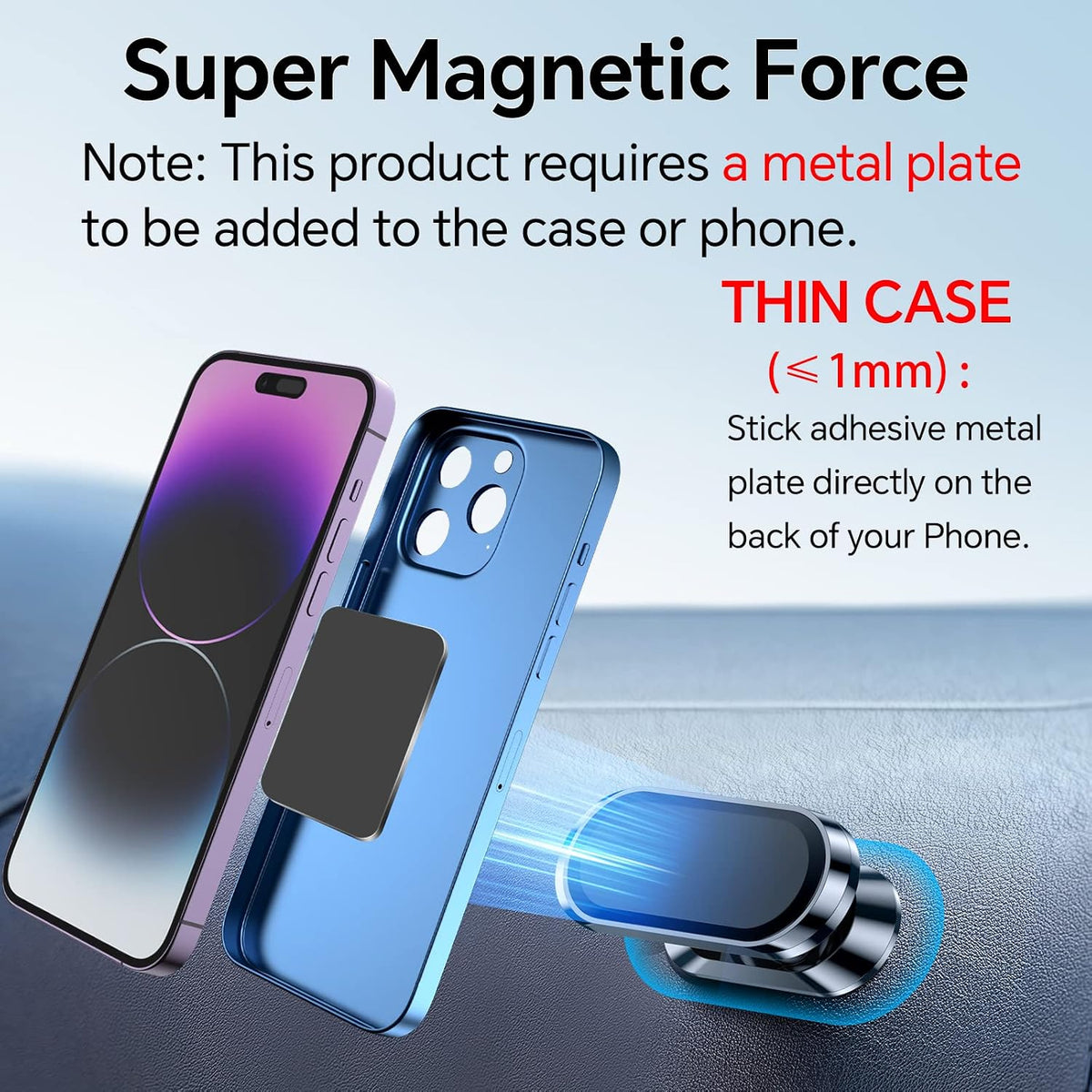 Ultra-Strong N52 Magnetic Alloy Car Phone Mount with 360° Rotation