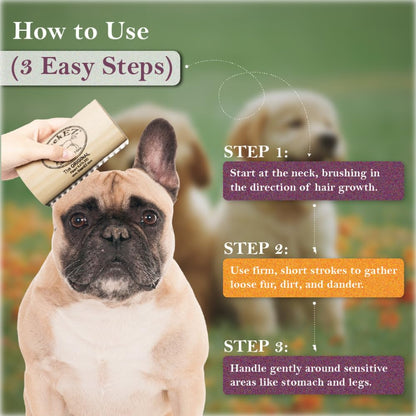 Patented Deshedding Grooming Brush – Remove Up to 95% of Loose Hair & Dander in Minutes