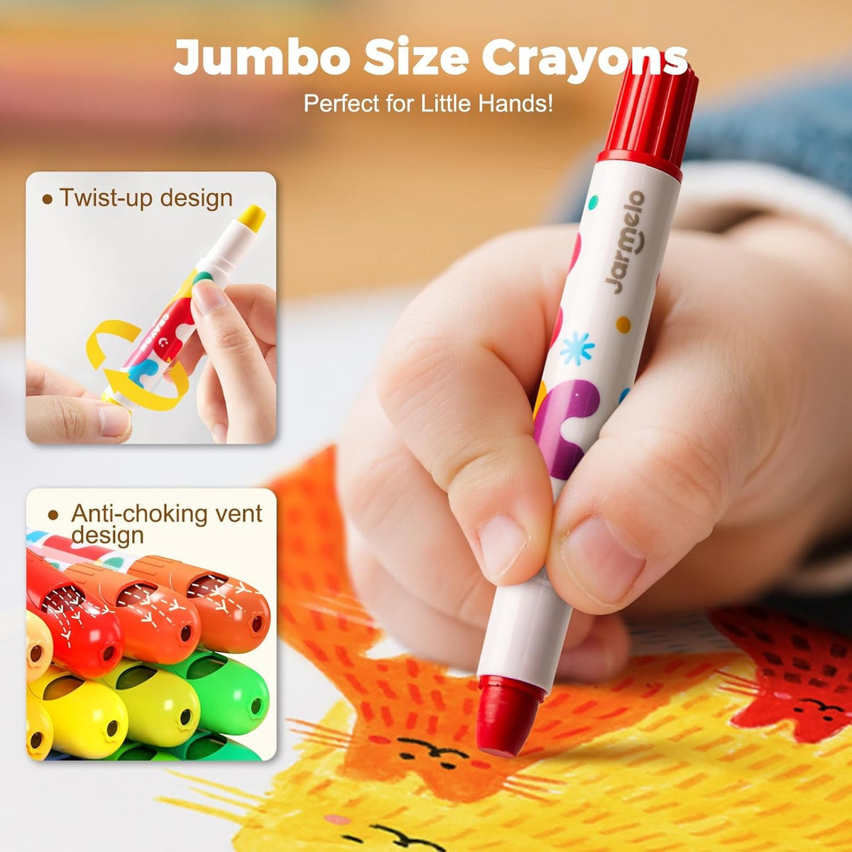 Jumbo Washable Silky Crayons for Mess-Free Toddler Fun