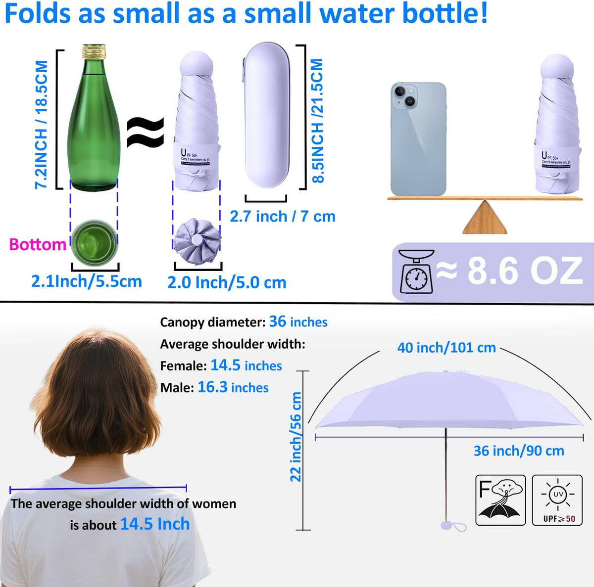 Ultra-Compact Pocket Capsule Umbrella with Hard Case