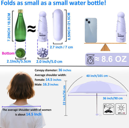 Ultra-Compact Pocket Capsule Umbrella with Hard Case