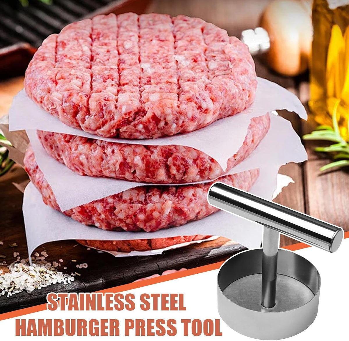 Effortless Stainless Steel Burger Press for Perfect Uniform Patties