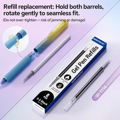 Silent Click Quick-Dry Gel Pens - Ultra-Smooth 0.7mm Medium Point Black Ink