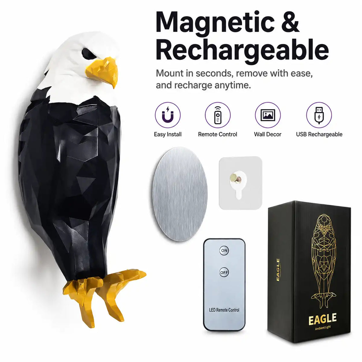 Transform Your Space with the Stunning Wireless Magnetic Eagle LED Projector Wall Lamp