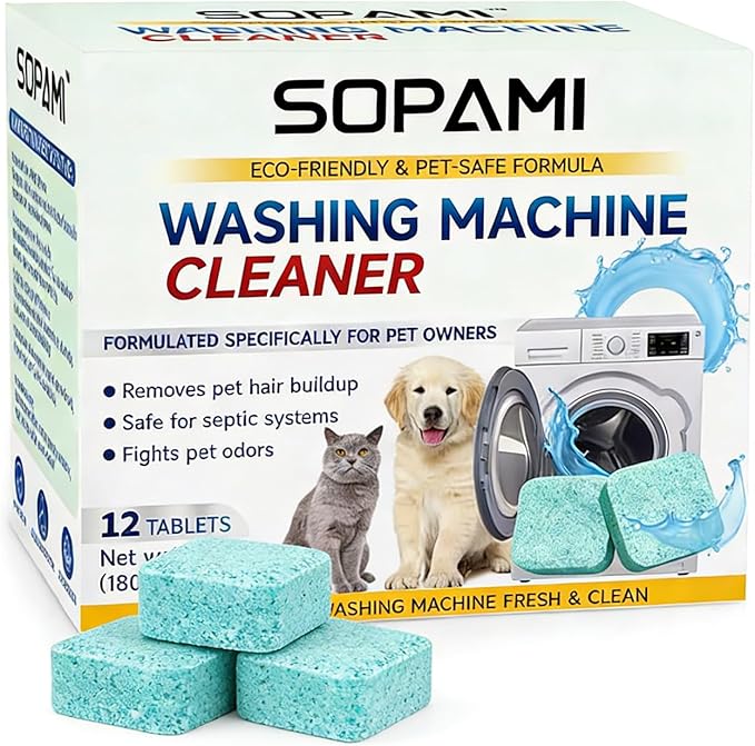 Washing Machine Cleaner Tablets - Enzymatic Hair Dissolving & Odor Eliminating Formula For Pet Owners