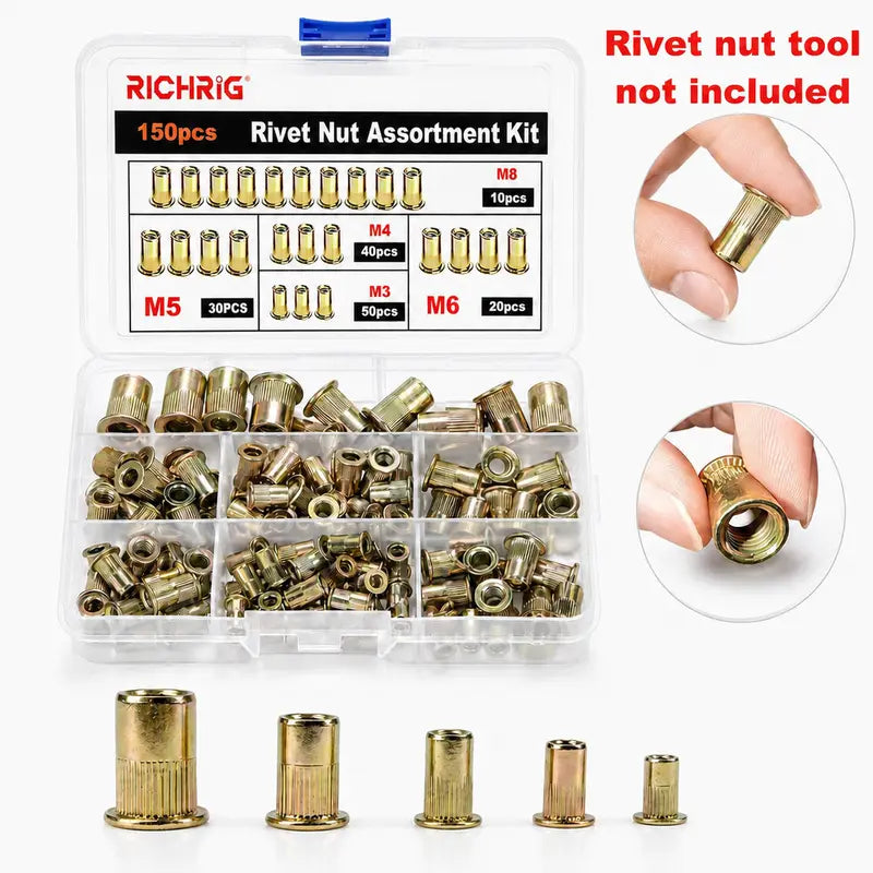 Heavy Duty Drill Adapter Rivet Nut Tool Set (M3-M8)