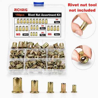 Heavy Duty Drill Adapter Rivet Nut Tool Set (M3-M8)