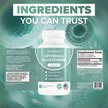 Glutathione Supplement - Liposomal Absorption Formula For Skin Glow & Antioxidant Support