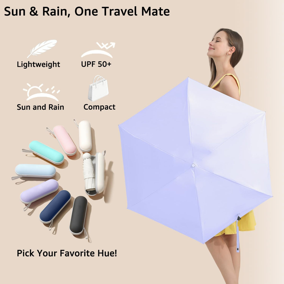 Ultra-Compact Pocket Capsule Umbrella with Hard Case