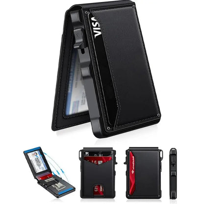 Slim Bifold Pop-Up Wallet with Automatic Card Ejector and RFID Theft Protection