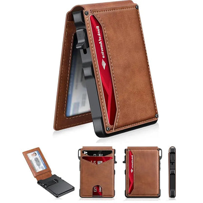 Slim Bifold Pop-Up Wallet with Automatic Card Ejector and RFID Theft Protection