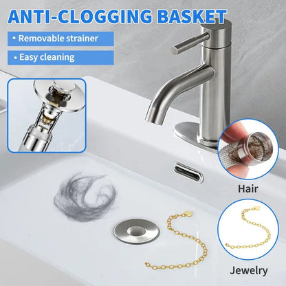 Universal Pop-Up Sink Stopper & Anti-Clogging Hair Catcher