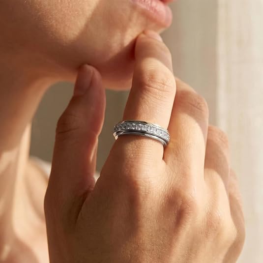 Titanium Fidget Ring – Smooth Spinner Mechanism For Instant Anxiety Relief