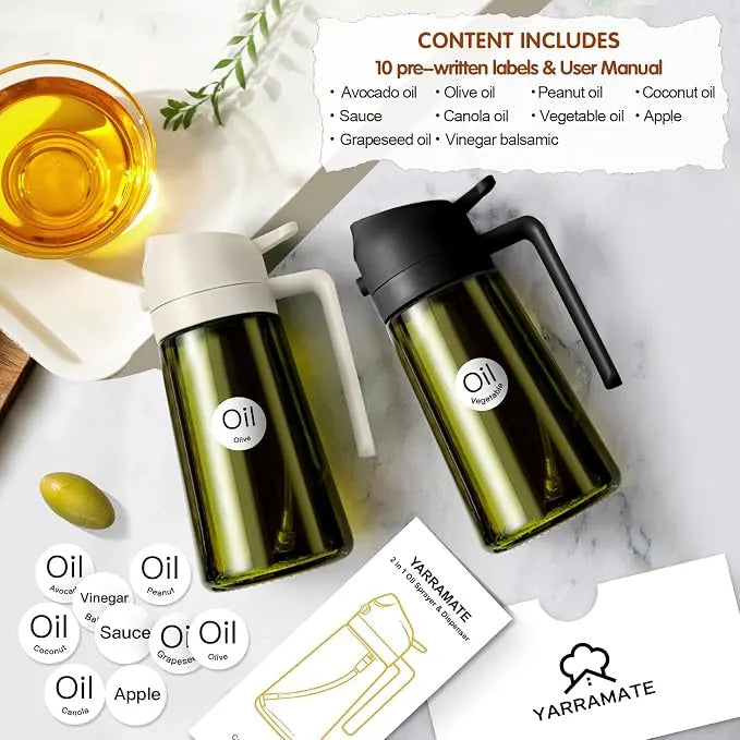 Oil Sprayer & Dispenser – Dual-Function 2-in-1 Glass For Flavor-Controlled Smart Cooking