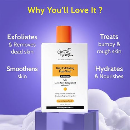Exfoliating Body Wash – 4% Lactic & Salicylic Acid Complex For Smoother Bumpy Skin