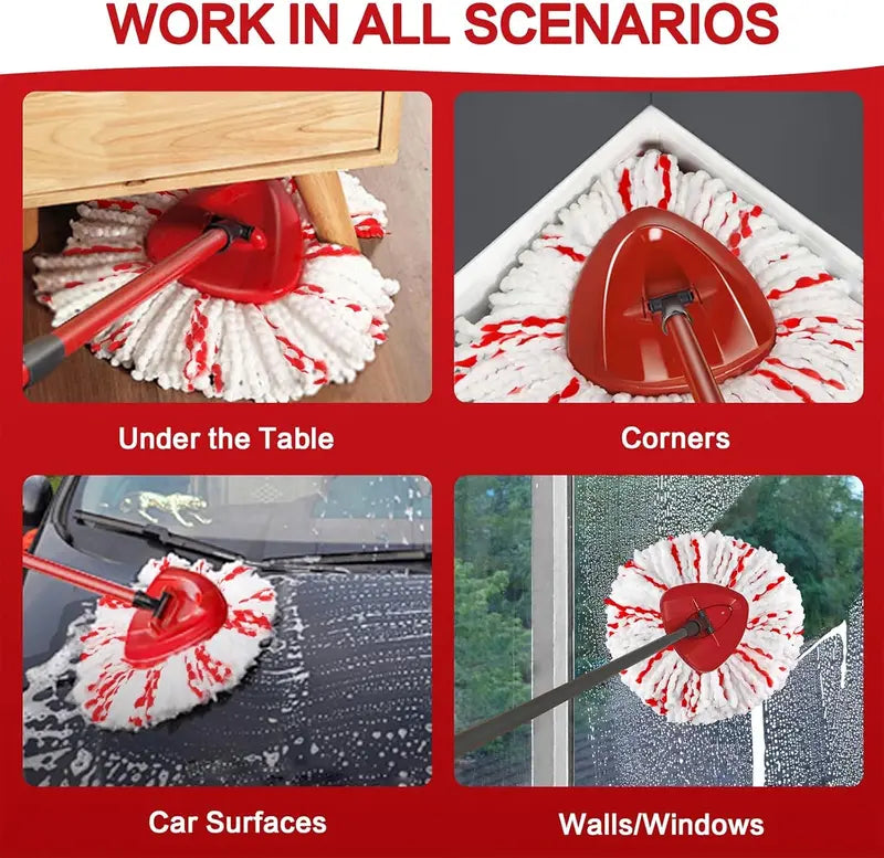 Mop Head Replacement – Built-In Red Scrub Pads For 40% Faster Deep Cleaning