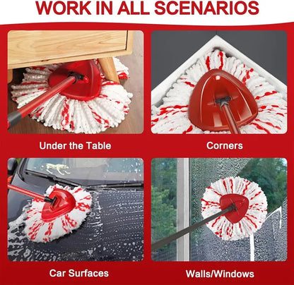 Mop Head Replacement – Built-In Red Scrub Pads For 40% Faster Deep Cleaning