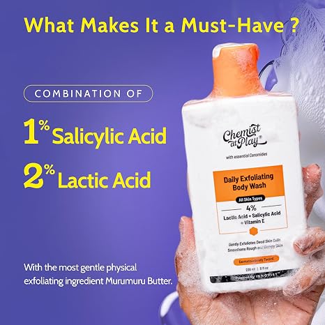 Exfoliating Body Wash – 4% Lactic & Salicylic Acid Complex For Smoother Bumpy Skin