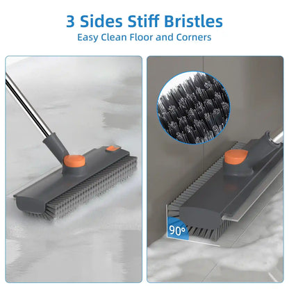 Floor Scrub Brush – 360° Rotatable 3-In-1 Head For Effortless Dead-Corner Cleaning
