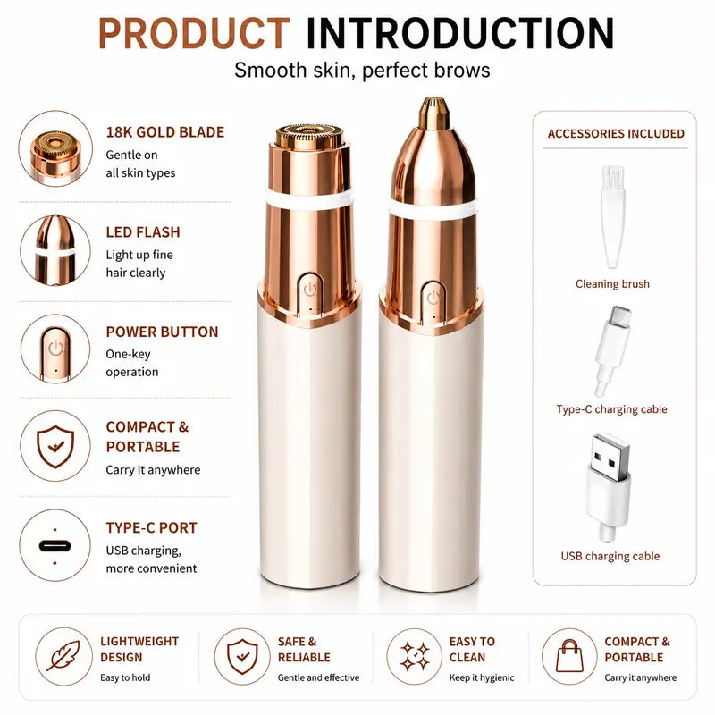 Facial Hair Remover – Touch-Activated Painless For Silky-Smooth Skin