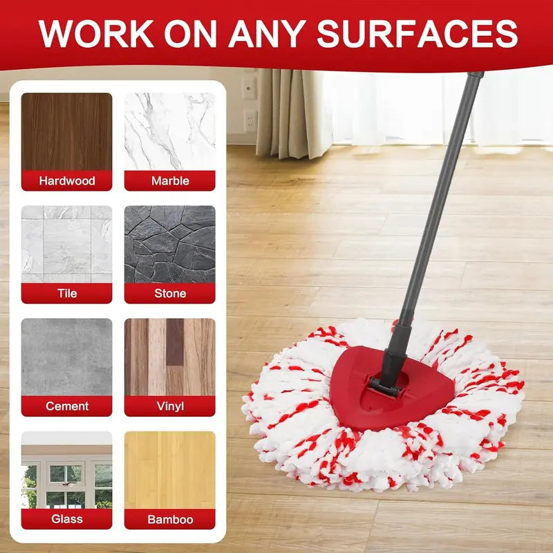 Mop Head Replacement – Built-In Red Scrub Pads For 40% Faster Deep Cleaning