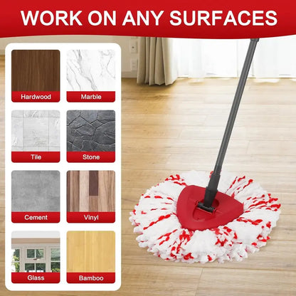 Mop Head Replacement – Built-In Red Scrub Pads For 40% Faster Deep Cleaning