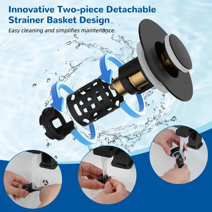 Sink Drain Strainer – 3-in-1 Removable Anti-Clogging Basket For Clog-Free Protection