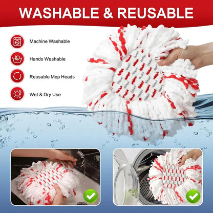 Mop Head Replacement – Built-In Red Scrub Pads For 40% Faster Deep Cleaning