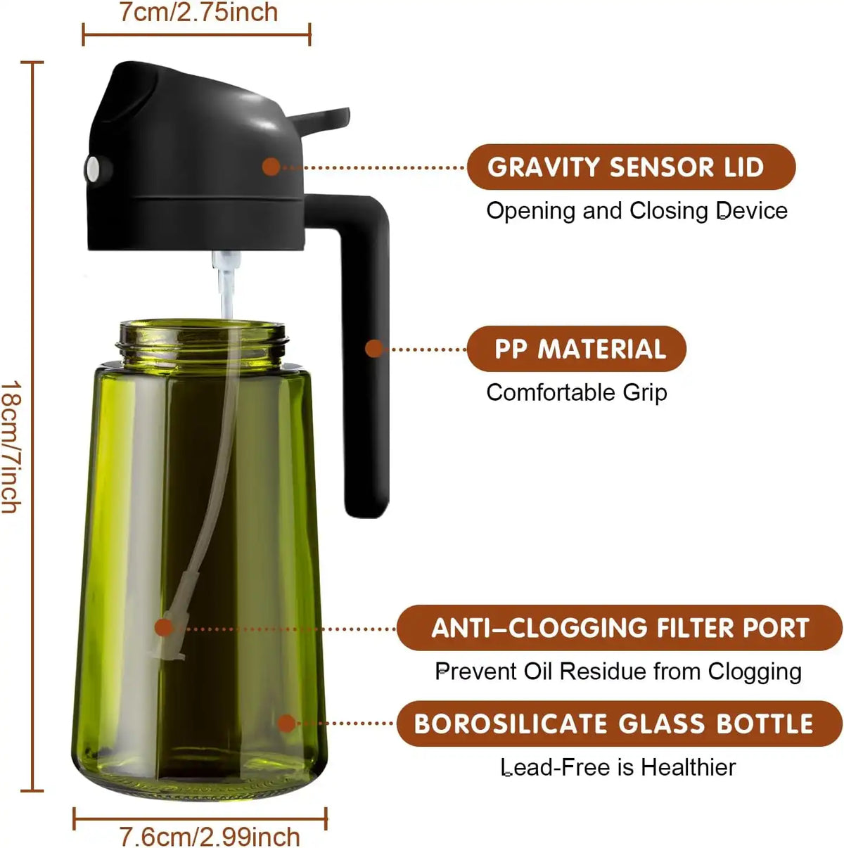 Oil Sprayer & Dispenser – Dual-Function 2-in-1 Glass For Flavor-Controlled Smart Cooking